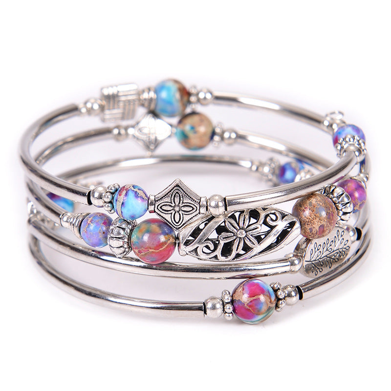 Bohemian Multi-layer Emperor Stone Winding Bracelet Four-layer Natural Stone Beaded Winding Bracelet Women's Jewelry Bohemian Multi-layer Emperor Stone Winding Bracelet Four-layer Natural Stone Beaded Winding Bracelet Women's Jewelry
